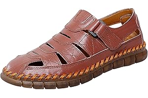 Moudn Mens Sport Sandals Leather Closed Toe Fisherman Shoes Outdoor Walking Sandals Casual Beach Summer Shoes