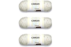 Caron Simply Soft Off White Tweeds Yarn - 3 Pack of 141g/5oz - Acrylic - 4 Medium (Worsted) - 250 Yards - Knitting/Crochet