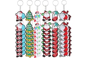 FLOFIA 48 Stk Weihnachten Schlüsselanhänger Cartoon Weihnachten Deko Anhänger PVC Christmas Keychain Weihnachtsmann Weihnachtsbaum Anhänger 6 Stil Party Mitgebsel Geschenke Adventskalender Füllung