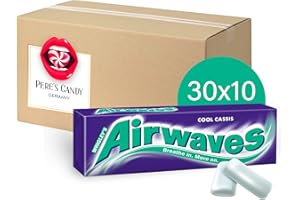 ‎PERE’S CANDY Cool Cassis Airwaves Kaugummi • Zuckerfrei • 30 Packungen (30 x 10 Dragees) mit Geschenk von Pere's Candy