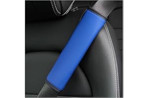 CGEAMDY 2 Piezas Almohadillas Protectoras Para Cinturón De Seguridad, Protegen Hombro Cuello Cómodas Almohadilla Para Cinturón, Almohadillas Protectores De Coche De Cuero, Para Viajar(Azul)