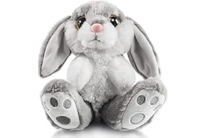 My OLi 8" Osterhase Plüsch Kaninchen Schlappohr Sitzende Hase Stofftier Grau Ostergeschenke für Babys Kinder Jungen Mädchen