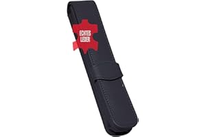 Online Schreibgeräte 90758 Skórzany piórnik, wykonany z prawdziwej skóry, czarny, na jeden długopis, smukły, elegancki dodatek dla niej i dla niego