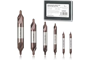 toolant Center Drill Bit Set, TiAlN Coated Cobalt M35 HSS Centering Drill Bit for Stainless Steel, Carbon Steel, Alloy Steel, Cast Iron, Copper, Other Hard Metals, #1-5, SAE 3/64"-3/16" (6pcs)
