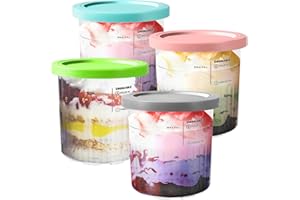BYKITCHEN Creami Deluxe Behälter für Ninja CREAMI Eismaschine NC501EU, 4 Stück Eisbehälter für Speiseeis, Eismaschine Creami 