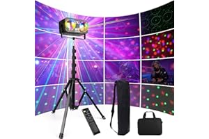 LMAQFUM Disco Lights with Stand, 6-in-1 Disco Ball Party Lights with Remote & Sound Activated Modes, Portable Led DJ Lights for Parties, Stage Lighting & Home Events