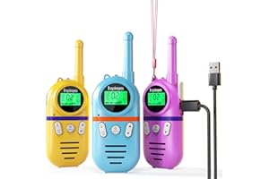 Talkie Walkie Enfants Rechargeable, 48 Heures de Temps de Travail, Longue Portée de 3 Kilomètres, Cadeaux d'anniversaire pour Garçons Filles, Jouets de Plein air pour Enfants de 3 à 12 Ans