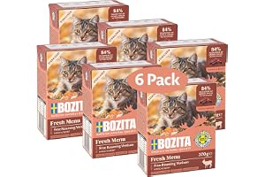 Bozita Tetra Sterilised Bitar i gelé med hjort – 6x370g spannmålsfritt, sockerfritt våtfoder för katter – utan genteknik, med