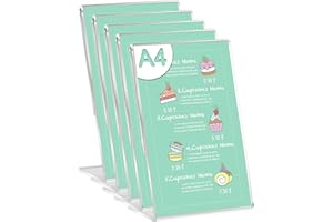 ‎OSIMIG OSIMIG Aufsteller A4, Acryl ständer A4 5 Stück, Schräg Tischaufsteller a4 Werbeständer/L-Ständer, ideal für Fotos, Cafés, Restaurants, Ausstellungen, Büros, Werbeaktionen, Dokumente