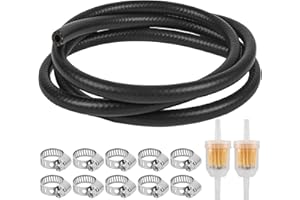 YZZAOO Kit Tubo Benzina, 2 Metri Ø 6mm Tubo Carburante Tubo Gasolio con 10 Pezzi Fascette Stringitubo e 2 Pezzi Gas Inline Filtri Carburante per Motore Automobile Piccoli Motori Scooter