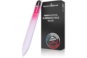 SCHWERTKRONE® Glasnagelfeile [ORIGINAL BOHEMIA KRISTALL] - Glasfeile für Nägel hochwertig - Nagelfeile Glas für Naturnägel - Nail File Nagel Feilen - Nagelfeile 14cm doppelseitig