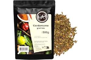 Cardamome (graines) 500 g- LA PLANTIGO Un choix savoureux, Qualité Supérieure, Sachet avec Zip, Cardamome Gousses Entières - Graines Cardamome Vertes