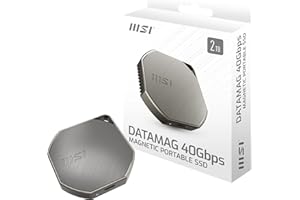 MSI DATAMAG 40 Gbps 2 TB – SSD Externo Portátil Magnético, USB Tipo C, Velocidad 4000 MB/s Lectura y 3500 MB/s Escritura, Compatible con PC, Mac, iPhone, Android y Consolas, 5 Años de Garantía