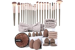 Vicloon Sminkset med 40 stycken, professionella penselset, premium sminkborstset, foundationpuder ögonskugga concealborste för ansikte och öga med skönhetsblände, puderpuff