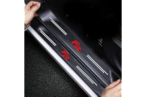 RIDGOEL 4Pcs FR Car Door Sill Protection Sticker for Seat Leon Mk3 Mk2 5f Lbiza Cupra Carbon Fiber Leather Car Kick Plates Automobile Threshold Decorate Accessories Red