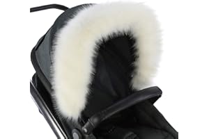 FOR YOUR LITTLE ONE Pram Fur Hood Trim Attachment for Pushchair Compatible with Baby Home - White