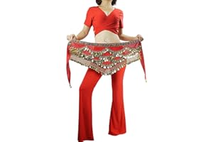 Carnavalife Pañuelo de Danza del Vientre Mujer Baile Oriental Bufanda Falda Cinturón de Cadera con 271 Monedas Lentejuelas