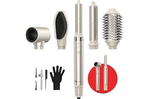 ‎SLOPEHILL Slopehill Airstyler 5 IN 1, Ionen Föhn 110000 U/Min, Multifunktionaler Hairstyler, Lockenstab Automatisch, Warmluftbürste,Glätteisen, für Styling, Volumisieren, Locken und Glätte（Champagner Gold）