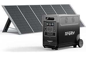 AFERIY Portable Power Station 3600W with 400W Portable Solar Panel, Expandable Capacity up to 11520Wh, Portable Power Station 3840Wh LiFePO4, Silent Solar Generator for Home Backup, Camping, Off-Gird