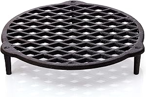 ‎BBQ NERD BBQ-Nerd Stapelrost aus Gusseisen Ø 26cm für 7,3 und 9L Topf - Einsatz zum Dampfgaren im Dutch Oven - Grillrost Feuerrost Untersetzer