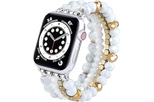 VISOOM Beaded Bracelet Compatible for Apple Watch Band 40mm/38mm/41mm Series 7 SE Series 6/5/4 Women Fashion Cute Handmade Crystal Beads Stretchy Watch Strap for iWatch Bands Series 3/2/1 Replacement
