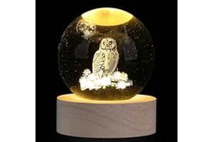 ‎XIANNVXI XIANNVXI Eulengeschenke für Frauen Eulenornament Kristallkugel Papiergewicht Dekor Kugel Kristalllampe Niedliche Schlafzimmer Dekoration Regal Bürodekor