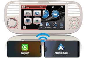THIHPHOATLI Autoradio DSP ad alta potenza per Fiat 500 2007-2015 stereo radio schermo con carplay wireless integrato e Android Auto Navi controllo del volante EQ Bluetooth Schermo 1080P IPS da 7" radio AM/FM/RDS