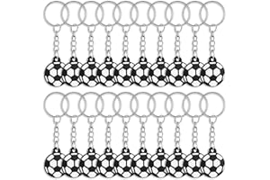 Keboyoe 20 Pièces Porte-Clés de Football Mini Porte-Clés Ballon de Football Fête Porte-Clés de Sport pour décoration de fête de cadeau d'anniversaire pour les enfants