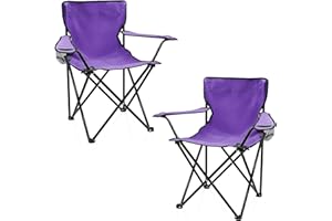 SPETEBO Lot de 2 chaises de camping pliantes avec porte-gobelet - Violet - Chaise de camping pliable avec sac de transport - Chaise pliable pour festival, loisirs, jardin, pêche, charge maximale : 100 kg
