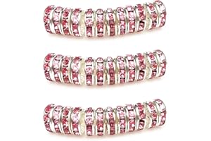 MJDCB 4mm 100 Stücke Rondelle Perlen Schmuckperlen Strass Zwischenperlen für Schmuck Machen Armbänder Halskette (Rosa)