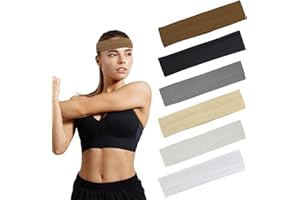 XOKL 6 Pcs Sports Headband Yoga Headband Elastic Headbands Sweat Bands Mix Colour Elastic Headbands for Women Man