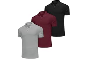 Djtnzdm Polo Golf Uomo Manica Corta Estate Traspirante Essiccazione Rapida Elastico Sportiva Tennis Polo Uomo Poliestere(Pacco da 3)