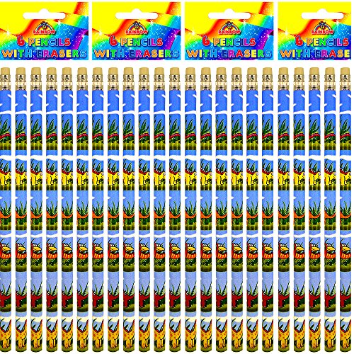 German Trendseller® - 6 x Dino Bleistifte mit Radierer ┃ Jurassic Bleistifte┃ Dinosaurier ┃ Kinder lieben diese Dino Bleistifte !