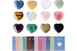 AWARDSEN Crystal Heart Crystals and Gemstones, 1 Inch Polished Pocket Healing Crystal Stones for Anxiety Relief Meditation, Crystals Gifts for Women, Valentines Heart Shaped Gift Set (12 PCS)
