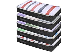 Cajas Almacenaje Ropa, BriLumin 5 Pcs Plegable Bolsas para Guardar Ropa Con Mango Reforzado Bolsa de Almacenamiento con Tapa Transparente Para Almacenar Ropa, Mantas, Almohadas, Ropa de Cama