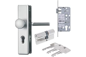 TONITEC ABUS Türbeschlag Set aus Schutz-Wechselgarnitur DR/KN silber Einsteckschloss Türzylinder A93 30/35 mm inkl. 3 Schlüssel als Grundausstattung für Wohnungseingangstür