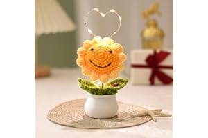 ‎BIXUFCAI Bixufcai Geschenke für Frauen Gestrickte Blumen Mit LED Lichter Handgemachter Topfpflanze Exquisite Gestrickte Blumen für Romantisch Dekoration Geschenk zum Muttertag Valentinstag Jubiläum