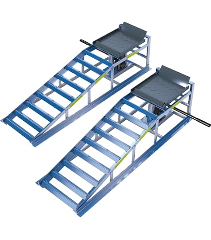 Set Di 2 Rampe Idrauliche Per Auto, 5 Tonnellate Ciascuna, Regolabili 250-385 Mm - Perfette Per Manutenzione, Garage, Sollevamento Sicuro