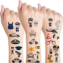 10 Blätter Polizei Auto Tattoos Für Kinder - Temporäre Tattoos Für Geburtstagspartys