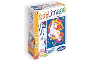 Sentosphère – Sablimage Mini Licornes – Kit loisirs créatifs enfant – 4 tableaux en sable – 9 couleurs de sable coloré – Activité manuelle enfant – Dès 4 ans – Fabriqué en France – 8103
