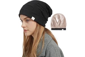 Hat Hut Cappello Invernale da Donna da Uomo, Berretto Foderato in Raso Seta, Caldo Berretto da Sci Unisex Cappello in Maglia Slouch Beanie