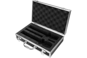 Vaguelly Mikrofonkasten für 2 Drahtloses Mikrofon Fall Hartmikrofon Tragetasche mit Schaumstoff Aluminium Mikrofon Aufbewahrungsbox Handheld Wireless Mikrofonsack Mikrofonkoffer