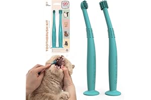 PAW IN TOWN PAWINTOWN Soft Cat Toothbrush Set – Suitable for Dogs – Food Grade Silicone – Dental Care, Teeth Cleaning, Tooth Brushing Kit (Tropical Teal)