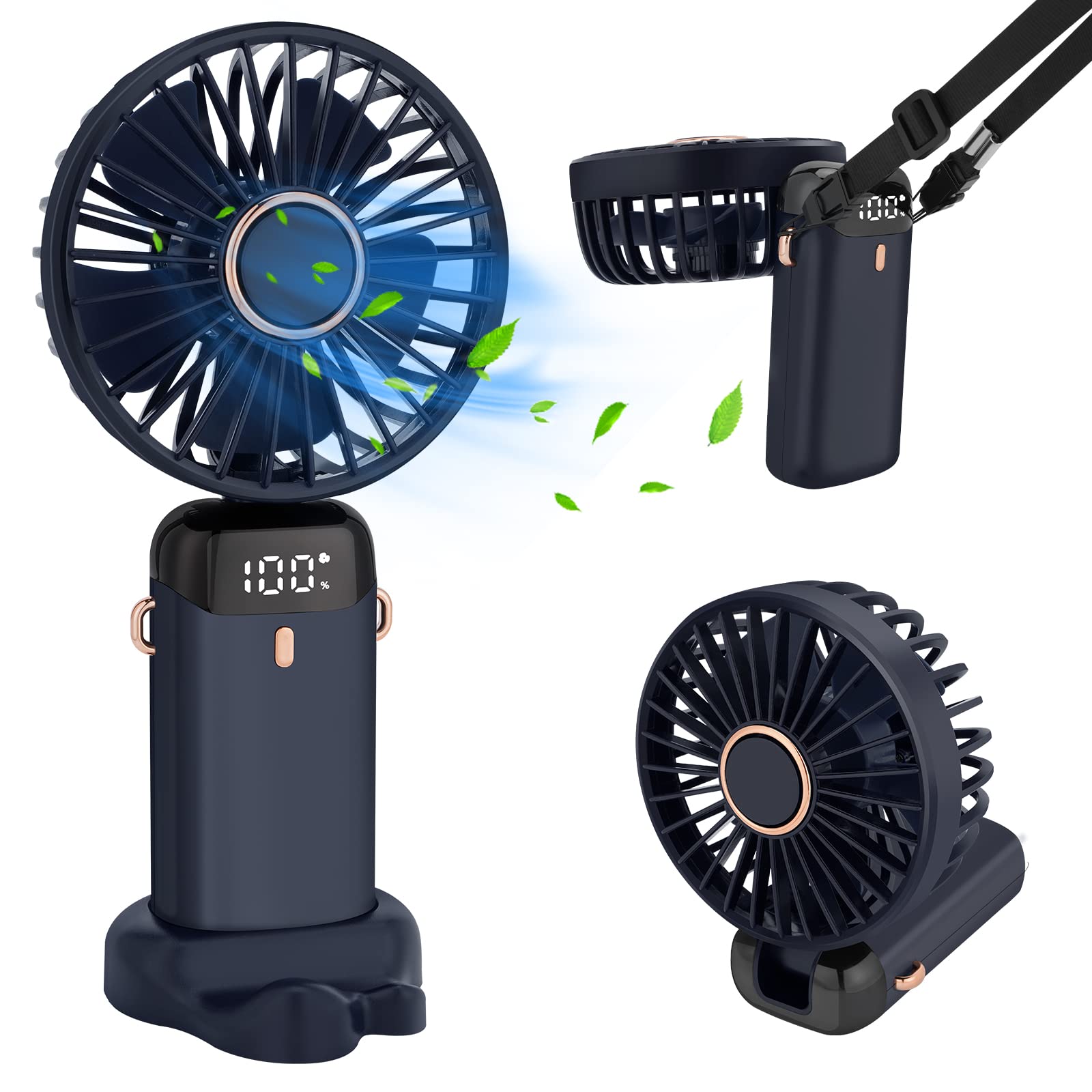 WARMFIT Handheld Fan: Portable 5000mAh USB Rechargeable Fans with 5 Speeds for Office, Travel, and Camping