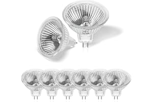 MOROTTY Zestaw 8 żarówek halogenowych 20 w 12 V MR16, reflektor halogenowy GU5.3 z możliwością ściemniania ciepła biel 2800 K, 2 żarówki halogenowe, szklana pokrywa do sufitu, oświetlenie wpuszczane na szynę