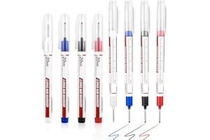 CJMUQHEHH 8 pennarelli a foro profondo, 20 mm, punta extra lunga per precisione, marcatore a foro profondo, marcatore impermeabile per legno, metallo, cartone, progetti di costruzione (nero, blu, rosso, bianco)