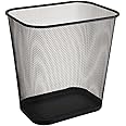 ECVV Mesh Metal Trash Can Square Mesh Wire Wastebasket Vintage Garbage Bin Reusable Bedroom Rubbish Can for Kitchen | Farmhouse | Home | Office | BLACK |