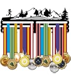 Portamedaglie Sportivo In Ferro – Scritta NEVER GIVE UP – 40x15 Cm, Per Appendere Medaglie Di Corsa, Ciclismo, Nuoto