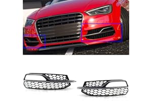 GSRECY Sinistra Destra Nero & Cromato Trim Fendinebbia Paraurti Inferiore Griglia Copertura Per A3 S-Line, S3 2013-2016