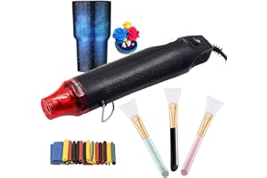 Deuvuo Décapeur Thermique - Chauffage Rapide Pistolet Air Chaud Pour Travaux Manuels DIY Résine Acrylique Craft, Emballage Rétractable, Gaufrage Artisanal, Séchage De La Peinture 300 W 220 V (Noir)